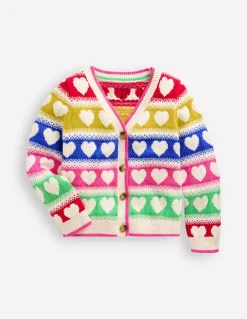 Flora Fun V-Neck Cardigan-Rainbow Hearts-Boden New