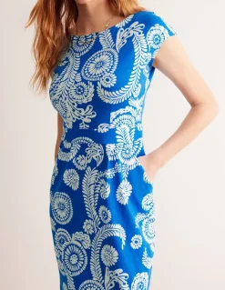 Florrie Jersey Dress-Indigo Bunting, Abstract Charm-Boden Cheap