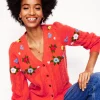 Fluffy Embroidered Cardigan-Firecracker Red-Boden Shop