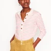Frill Neck Breton Top-Ivory, Quartz Pink Stripe-Boden Cheap