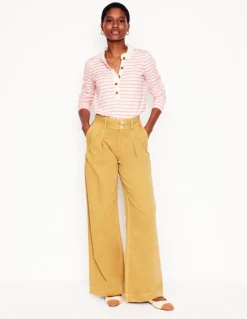 Frill Neck Breton Top-Ivory, Quartz Pink Stripe-Boden Cheap