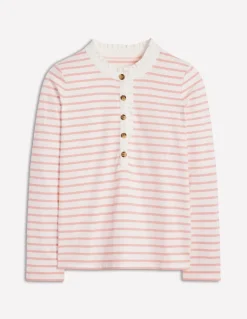 Frill Neck Breton Top-Ivory, Quartz Pink Stripe-Boden Cheap