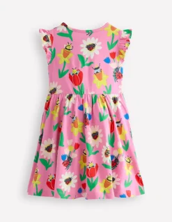Frill Sleeve Jersey Dress-Sugared Lilac Spring Garden-Boden Best Sale