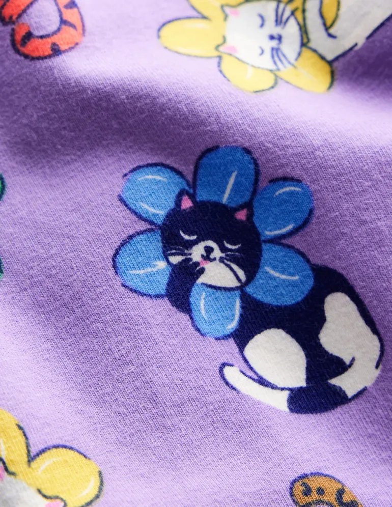 Fun Leggings-Aster Purple Small Flower Cat-Boden Best Sale
