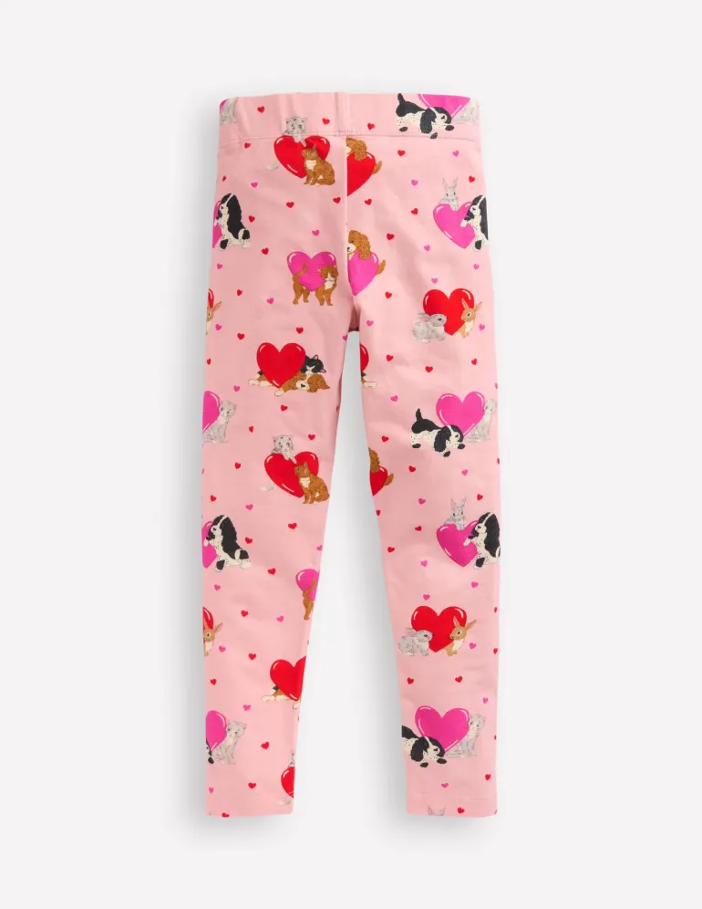 Fun Leggings-Chalk Pink Valentines Pets-Boden Fashion