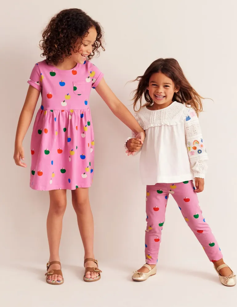 Fun Leggings-Vintage Mauve Rainbow Apples-Boden Hot