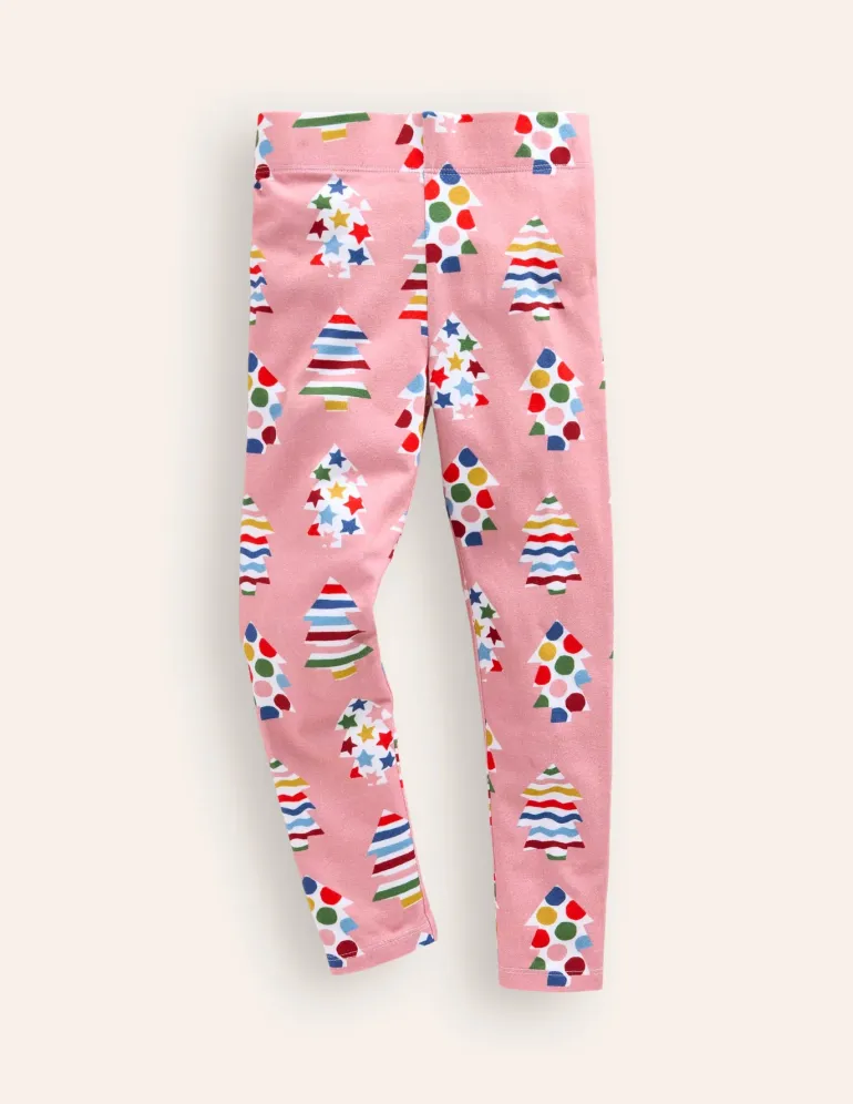 Fun Leggings-Vintage Pink Christmas Trees-Boden Clearance