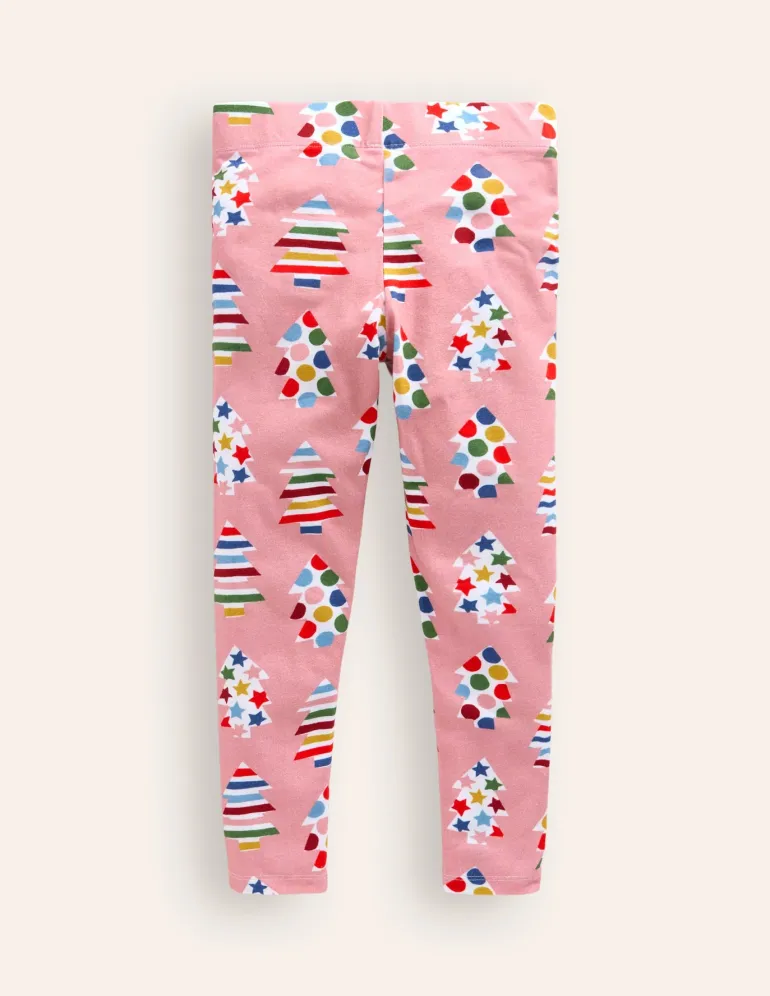 Fun Leggings-Vintage Pink Christmas Trees-Boden Clearance