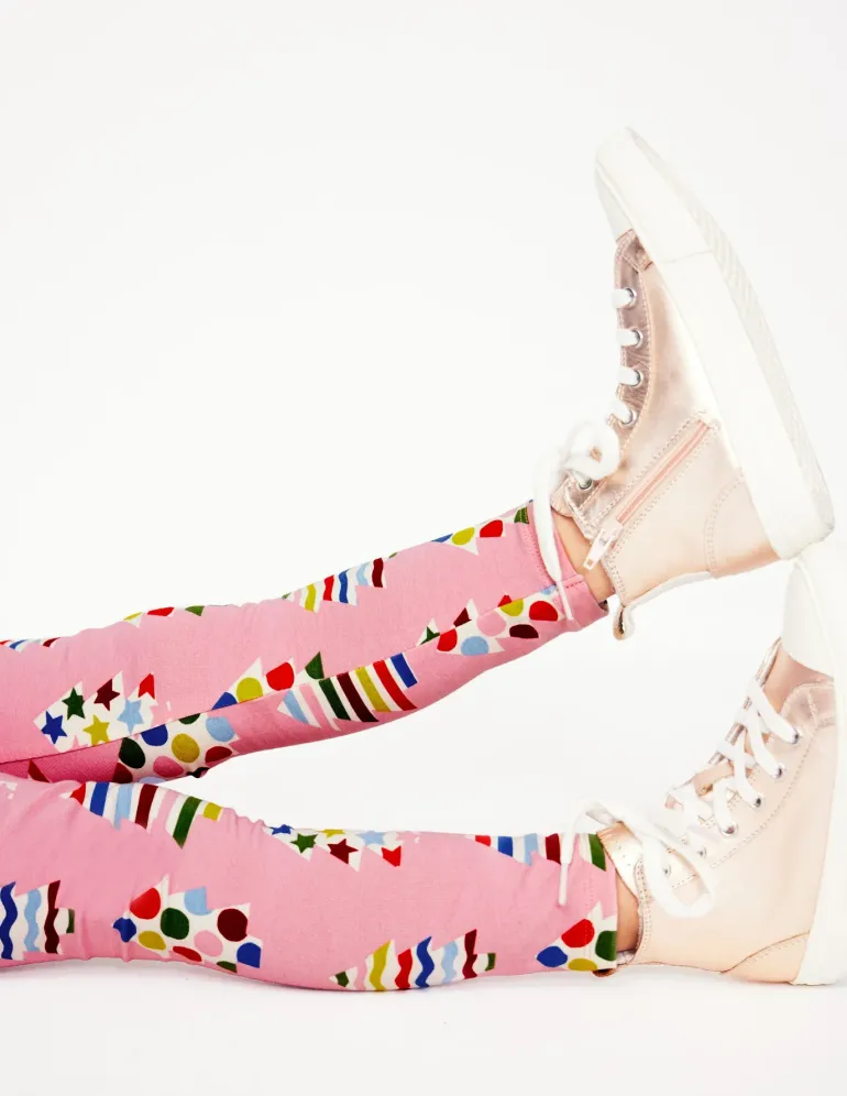 Fun Leggings-Vintage Pink Christmas Trees-Boden Clearance