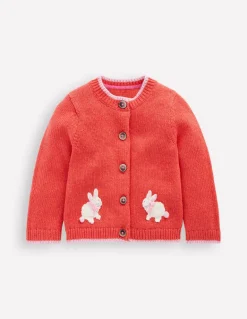 Fun Logo Cardigan-Jam Red Bunnies-Boden Outlet