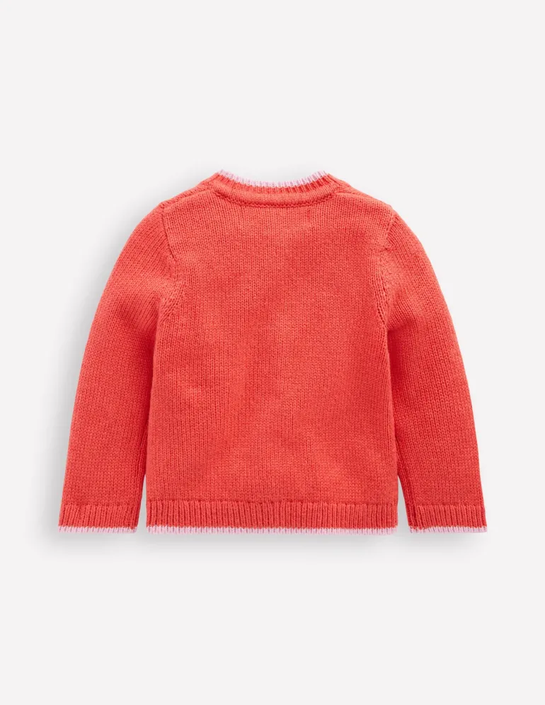 Fun Logo Cardigan-Jam Red Bunnies-Boden Outlet