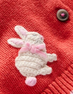 Fun Logo Cardigan-Jam Red Bunnies-Boden Outlet