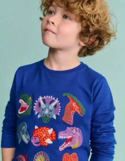 Fun Superstitch Grid T-Shirt-Sapphire Blue Dino-Boden Discount