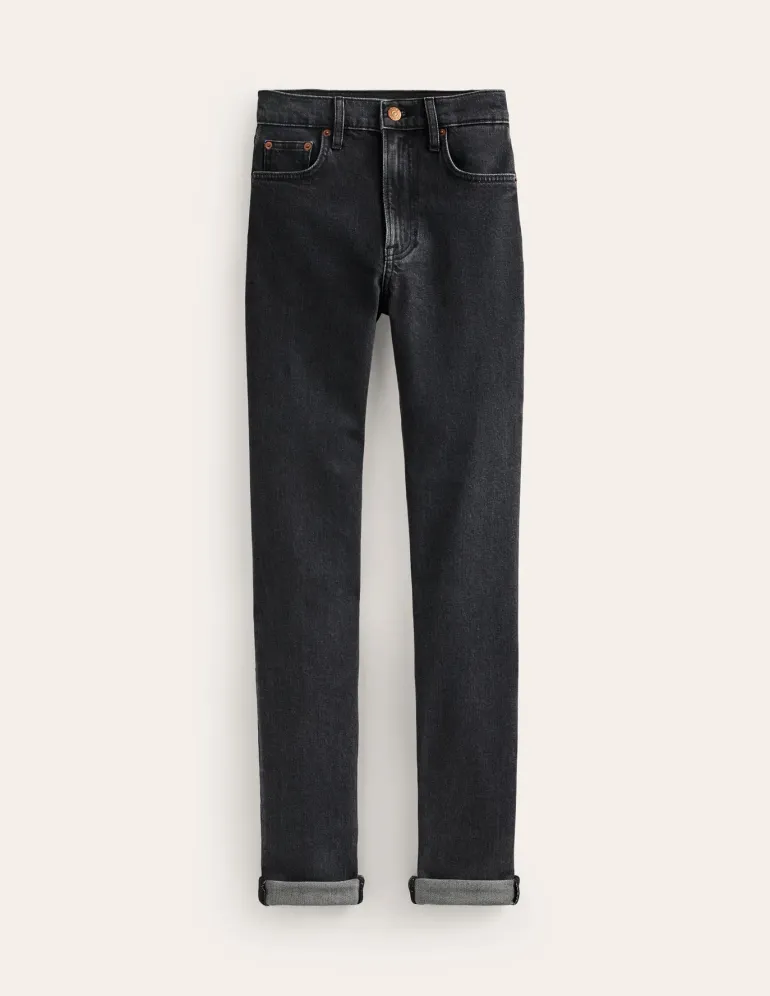 Girlfriend Jeans-Washed Black-Boden Fashion