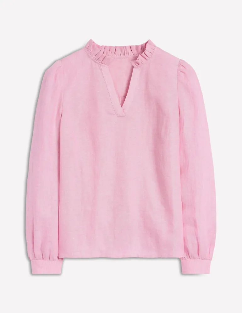 Grace Linen Top-Meadowsweet Pink Chambray-Boden Fashion