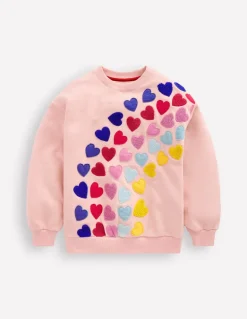 Graphic Boucle Sweatshirt-Chalk Pink Hearts-Boden Sale