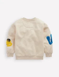 Graphic Boucle Sweatshirt-Oatmeal Marl Cats-Boden Outlet