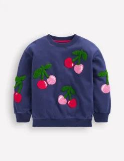 Graphic Boucle Sweatshirt-Starboard Blue Cherries-Boden Store