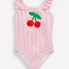 Hallie Frill Strap Swimsuit-Cosmos Pink Cherry-Boden Cheap