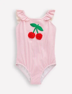 Hallie Frill Strap Swimsuit-Cosmos Pink Cherry-Boden Cheap