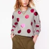 Hannah Printed Sweatshirt-Grey Marl, Pink Spot-Boden Store