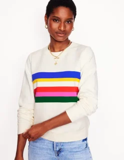 Hannah Printed Sweatshirt-Ivory, Multi Stripe-Boden Shop