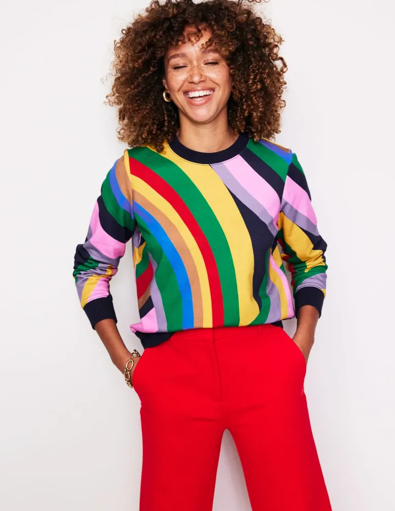 Hannah Printed Sweatshirt-Multi, Abstract Rainbow-Boden Best