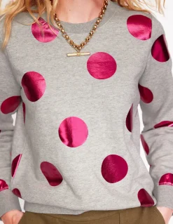 Hannah Printed Sweatshirt-Grey Marl, Pink Spot-Boden Store