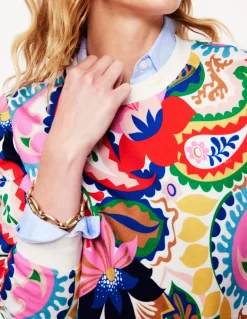 Hannah Printed Sweatshirt-Multi, Botanical Paisley-Boden New