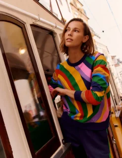 Hannah Printed Sweatshirt-Multi, Abstract Rainbow-Boden Best