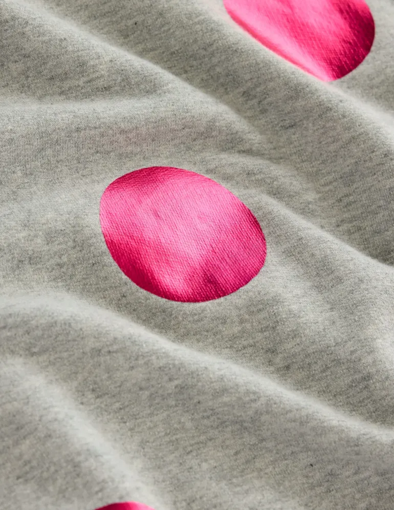 Hannah Printed Sweatshirt-Grey Marl, Pink Spot-Boden Store