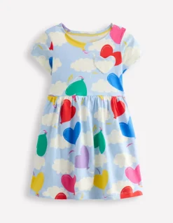 Heart Pocket Fun Jersey Dress-Balloon Clouds-Boden New