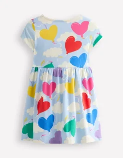 Heart Pocket Fun Jersey Dress-Balloon Clouds-Boden New