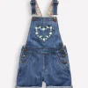 Heart Pocket Short Dungarees-Vintage Embroidered Daisy-Boden Clearance