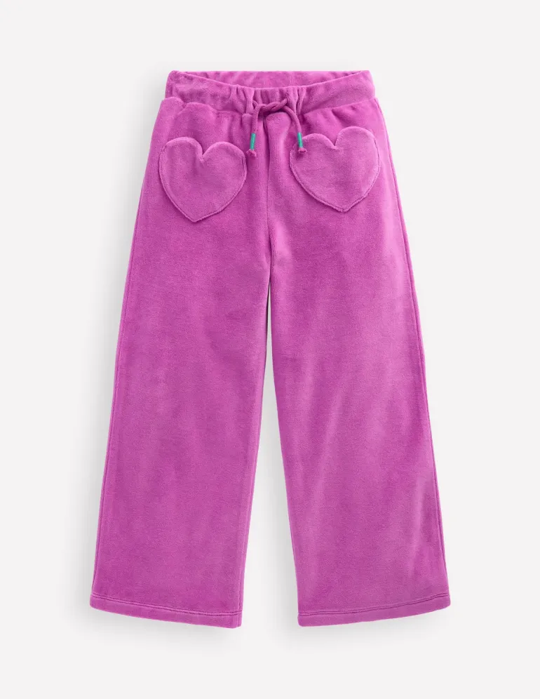 Heart Pocket Velour Sweatpants-Foxglove Purple-Boden Best