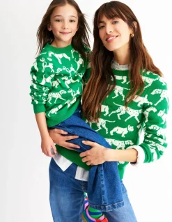 Heather Jacquard Sweater-Sapling Green, Dogs-Boden New
