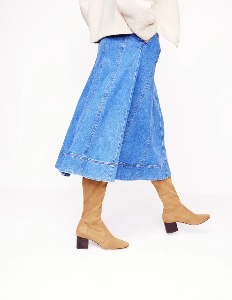 Heeled Stretch Knee Boots--Boden Cheap
