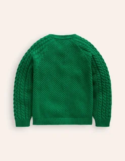Heritage Cable Cardigan-Deep Green-Boden Fashion