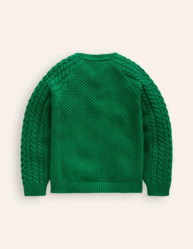Heritage Cable Cardigan-Deep Green-Boden Fashion