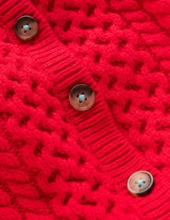 Heritage Cable Cardigan-Poppy Red-Boden Fashion