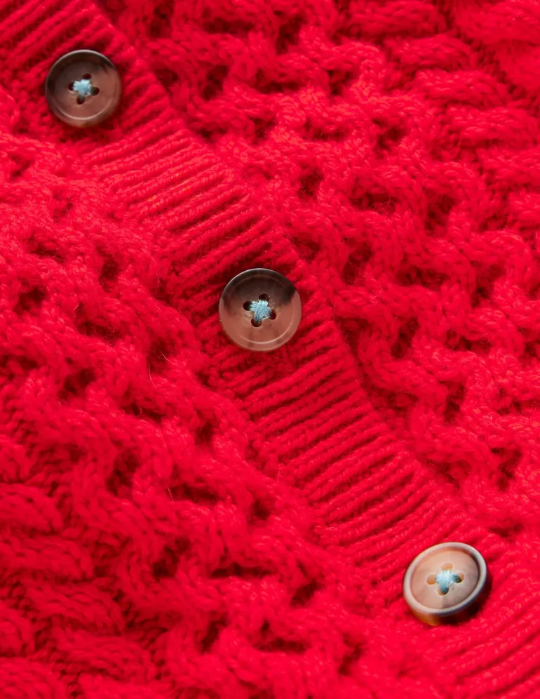 Heritage Cable Cardigan-Poppy Red-Boden Fashion