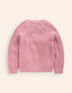 Heritage Cable Cardigan-Vintage Pink-Boden Hot