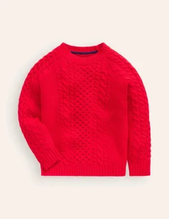 Heritage Cable Sweater-Poppy Red-Boden Outlet