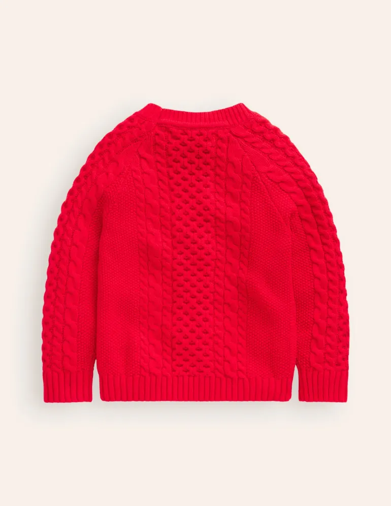 Heritage Cable Sweater-Poppy Red-Boden Outlet