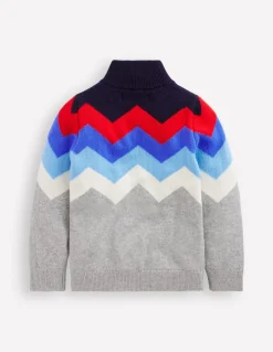 Heritage Half-Zip Sweater-Grey Marl Chevron-Boden Shop