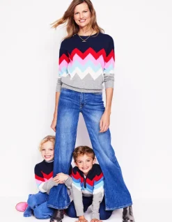 Heritage Half-Zip Sweater-Grey Marl Chevron-Boden Shop