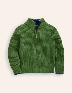 Heritage Half-Zip Sweater-Iguana Green-Boden Clearance