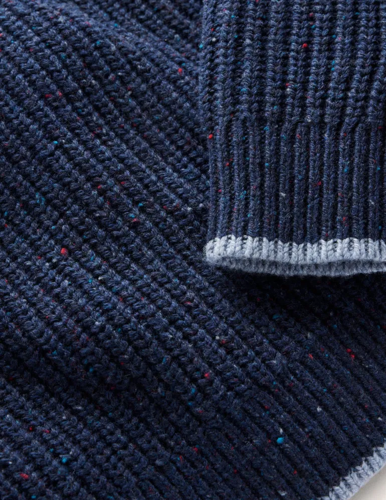Heritage Half-Zip Sweater-Navy Neps-Boden Clearance