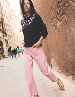 High Rise Straight Cord Jeans-Vintage Pink-Boden New