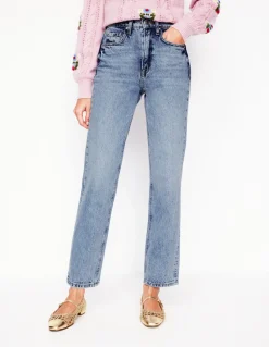 High Rise Straight Leg Jeans-Light Wash-Boden Flash Sale